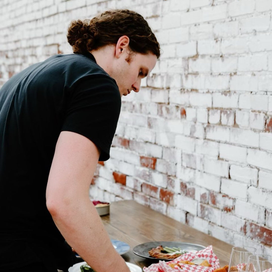 Chef Sam prepping for Pickles at the Barbecue