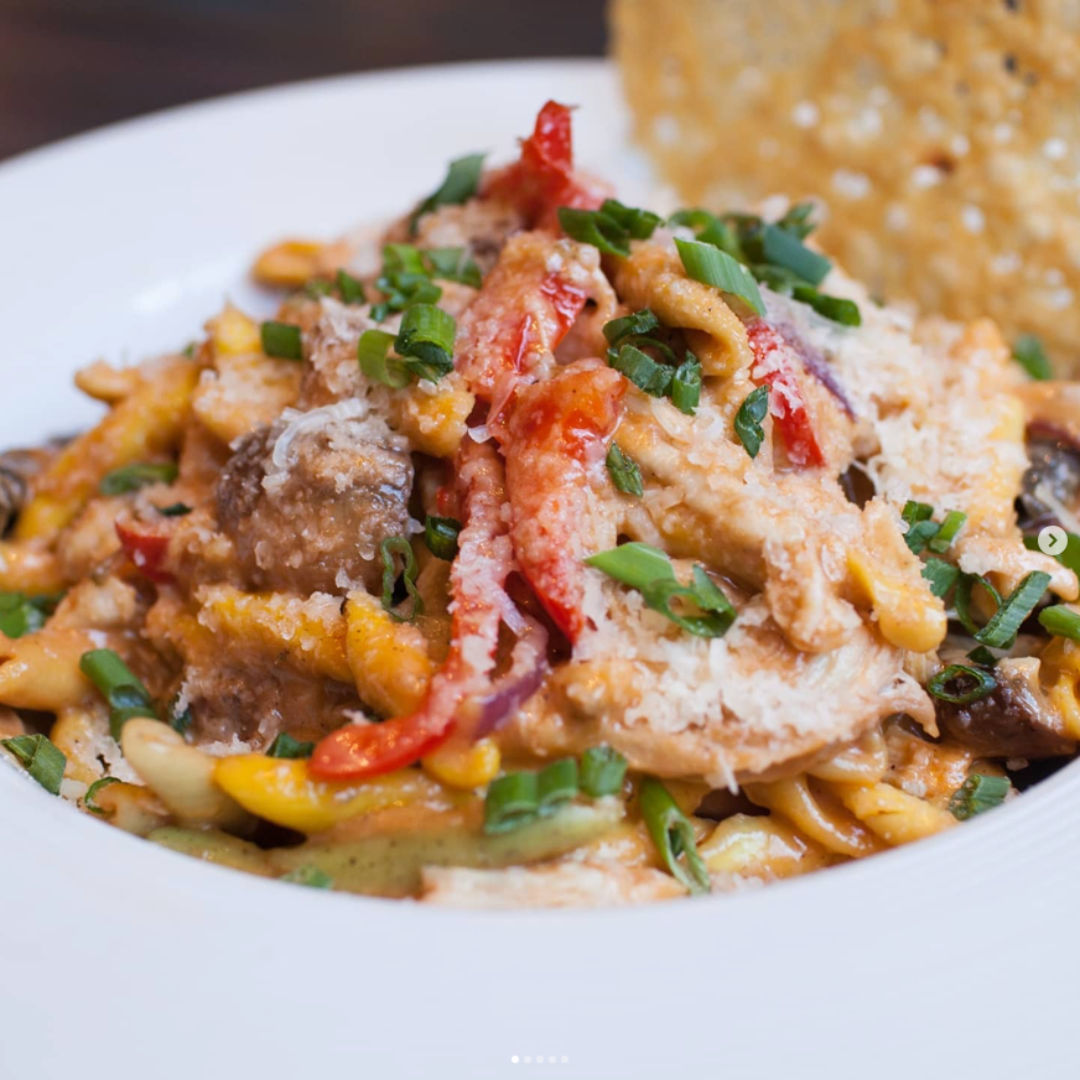 Chicken Rasta Pasta at Sisserou's